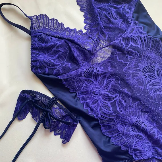 Кружево эластичное синее 25 см, Китай