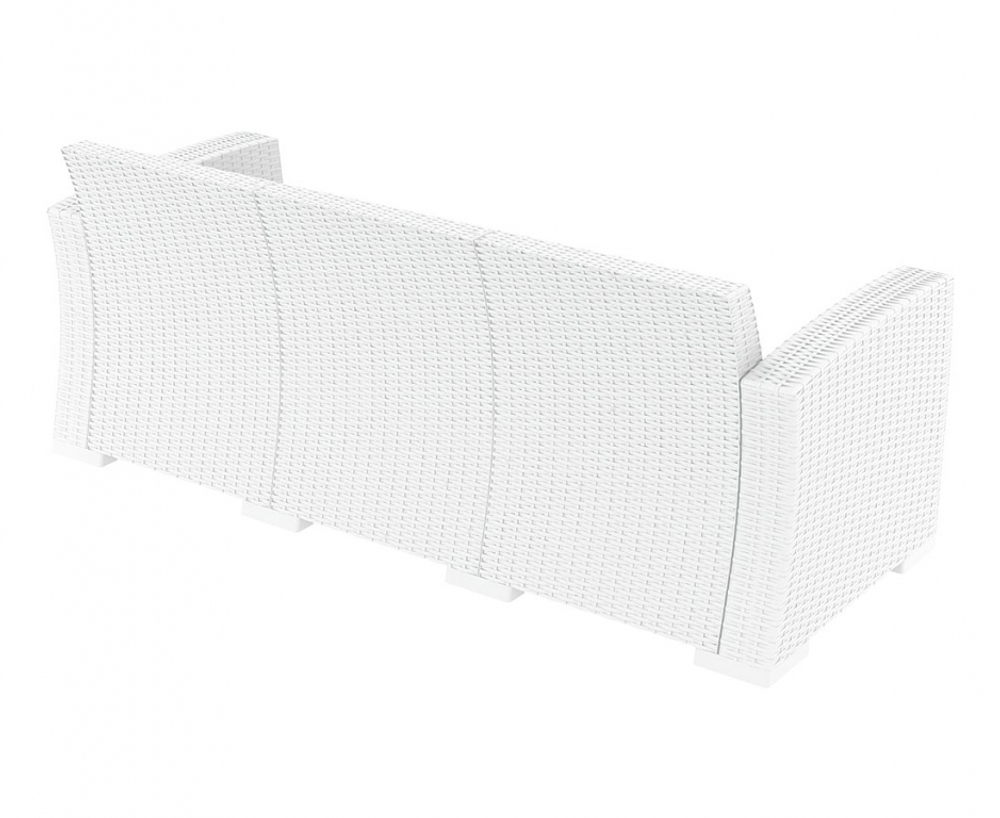 Диван пластиковый плетеный трехместный с подушками Siesta Contract Monaco Lounge XL, белый