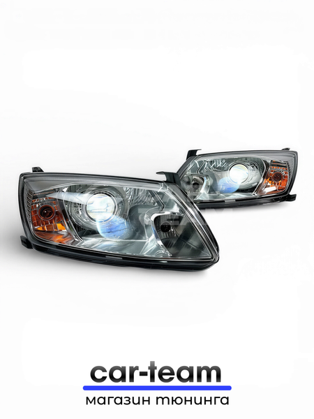 Фары на Лада Гранта передние с Bi LED модулями 3.0 дюйма, хром маска (под ключ)
