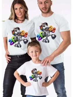 Футболка белая новогодняя лошадь танцует 2026