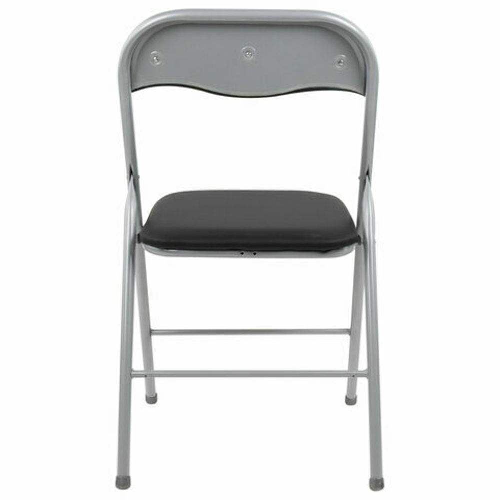 Стул складной BRABIX "Golf CF-007", серебристый каркас, кожзам чёрный, 532891