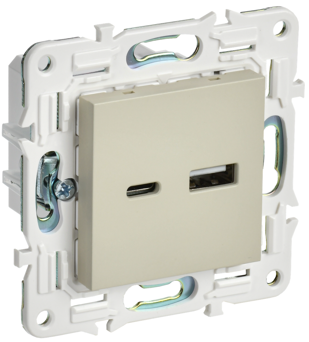SKANDY Розетка USB A+C 3,1А SK-R14B бежевый IEK