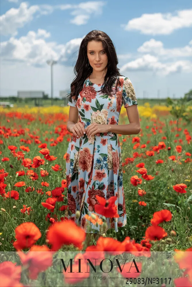 Платье 3117-голубой Minova