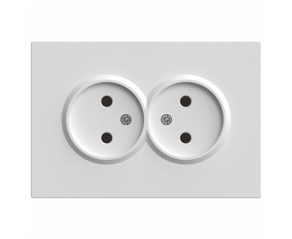 Розетка 2-местная с покрытием Soft Touch с защитной шторкой без заземления, 250В, 16А, серия Эмили, RST16-5116-01, белый фарфор, STEKKER 49877