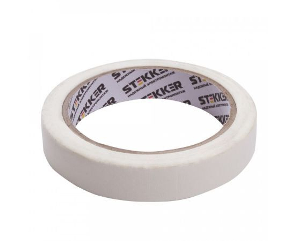 Малярная лента 18 мм, длина 25 м, на бумажной основе, белый Stekker INTP7-18-25 39149, Упаковка 12 штук