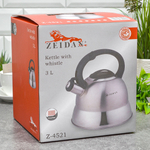 Чайник 3л нерж со свистком, индукция, бакелитовая ручка, Z-4521