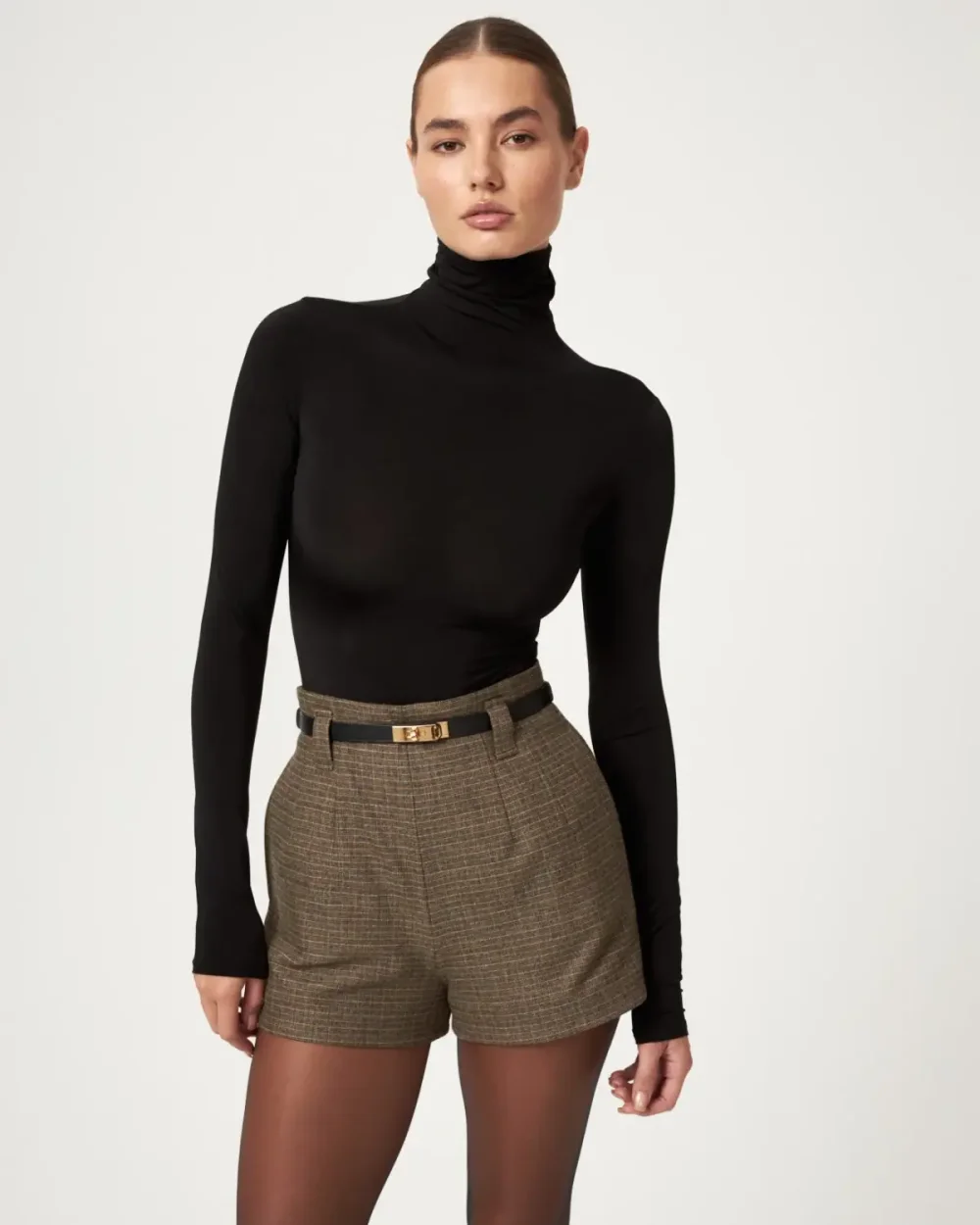 Шорты в клетку, Кофейный