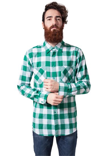 Рубашка URBAN CLASSICS Checked Flanell Shirt (White/Green)