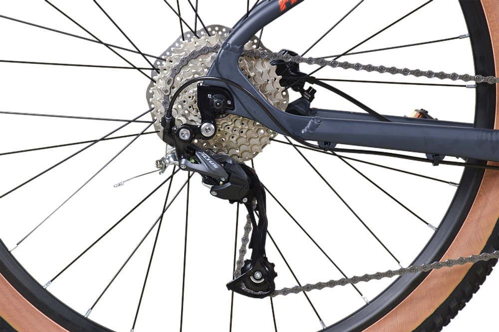 Велосипед 27.5" Stark'25 Hunter 27.3 HD р.16" антрацит матовый оранжевый металлик