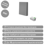 Беспроводной выключатель GRITT Evolution 1кл. графит комплект: 1 выкл. IP67, 1 реле 1000Вт, EV221110GR