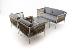 "Касабланка" лаунж-зона плетеная из роупа 4-местная, цвет серый