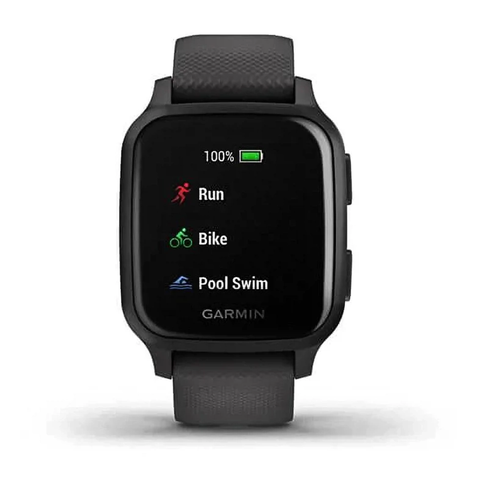 Спортивные наручные часы Garmin Venu Sq серый с алюминиевым безелем и с силиконовым ремешком 010-02427-10