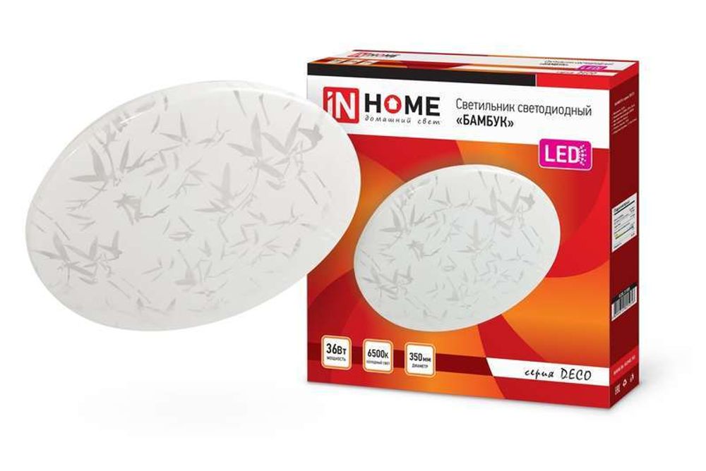Светильник светодиодный DECO БАМБУК 36Вт 6500К 3240лм 230В 380х55мм IN HOME 4690612025056 Светильник светодиодный DECO БАМБУК 36Вт 6500К 3240лм 230В 380х55мм IN HOME 4690612025056