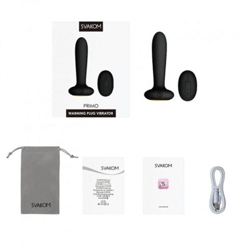 Анальный вибростимулятор Primo с функцией подогрева черный от SVAKOM