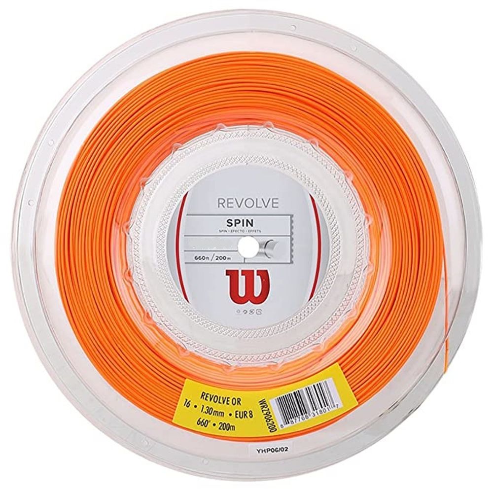 Струны для тенниса WILSON REVOLVE SPIN ORANGE Бобины 200 м