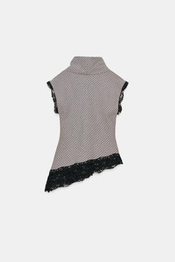 ZARA ДЛИННЫЙ АТЛАСНЫЙ ТОП С БАХРОМОЙ, ЧЕРНЫЙ