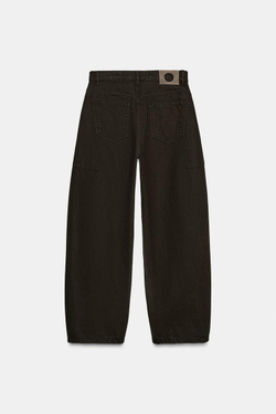 ZARA ДЖИНСЫ ZW COLLECTION ANKLE BALLOON СО СРЕДНЕЙ ПОСАДКОЙ, ШОКОЛАДНЫЙ
