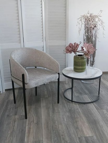 Стул НИКОЛЬ цвет REEF 08 Светло-серый, ткань/ черный каркас