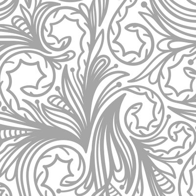 СЕРЫЙ РАСТИТЕЛЬНЫЙ УЗОР НА БЕЛОМ ФОНЕ
