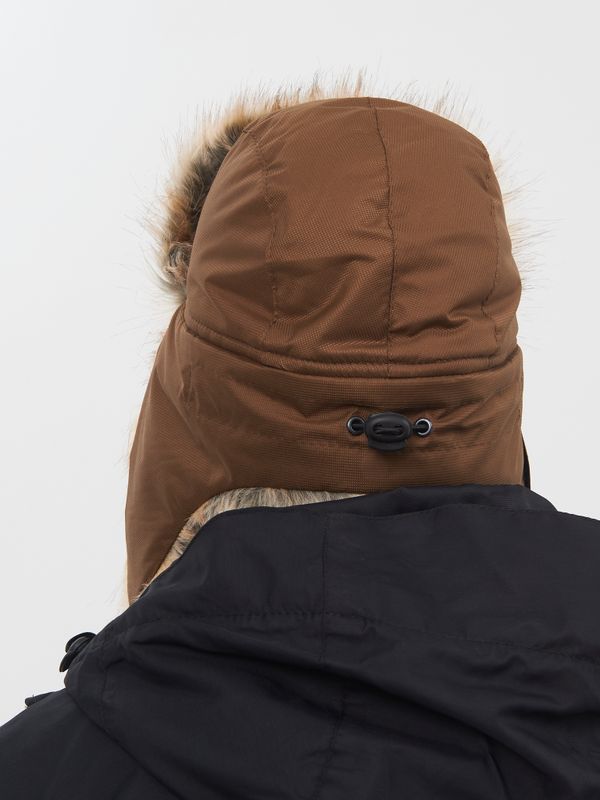 Шапка ушанка с маской Евро Енот ткань Taslan цвет Коричневый