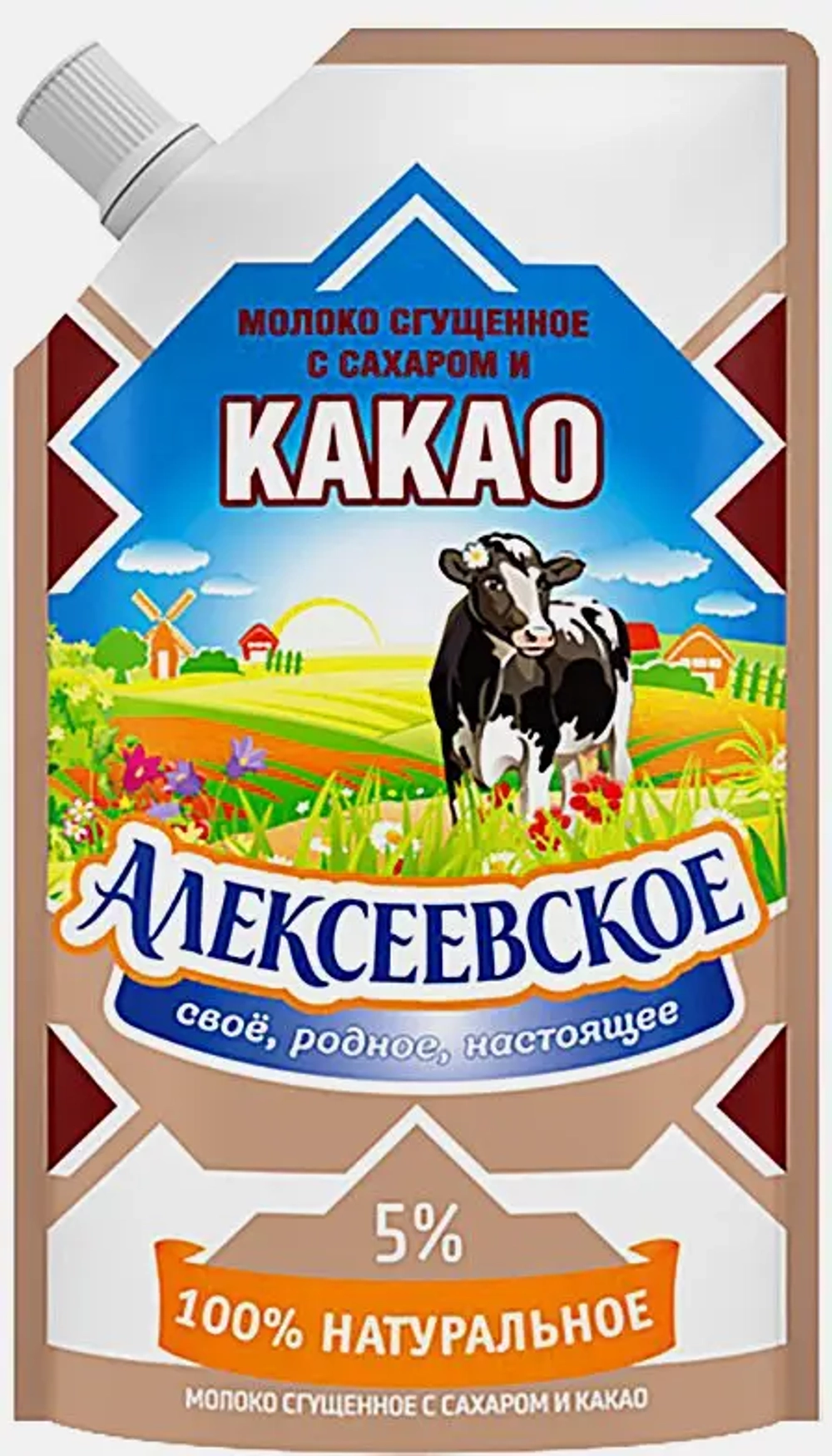 Молоко сгущенное Алексеевское с сахаром и какао 5% 270г