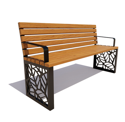 Скамейка стальная "Севастополь" лиственница 1,5м, дуб