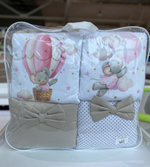 Комплект в кроватку 18 предметов "Мышка на воздушном шаре" бежевый, сатин