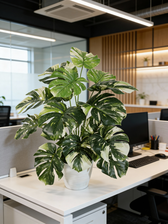 Искусственная Монстера Тайское созвездие 65см в кашпо