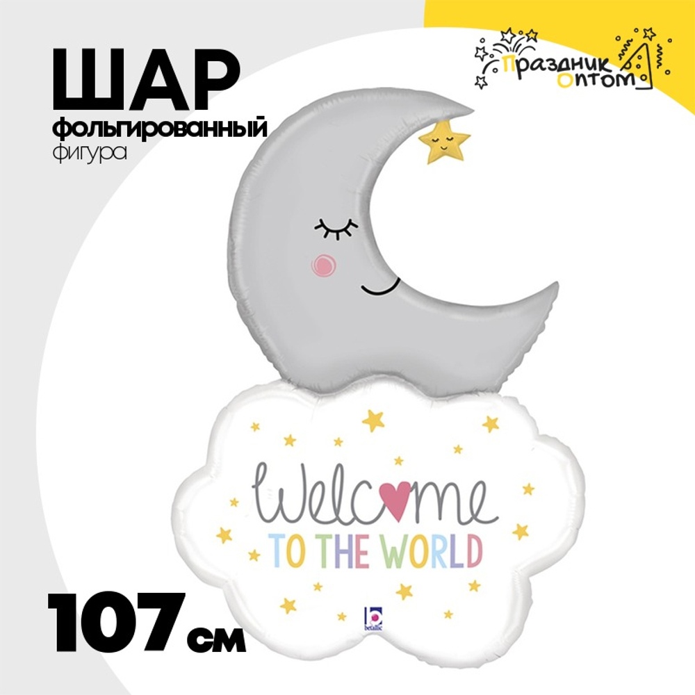 Шар Фольгированный WELCOME TO WORLD Месяц спящий (Ассорти)