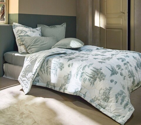 Покрывало стеганое 250х270 Blanc des Vosges Promenade sauge серо-зеленое