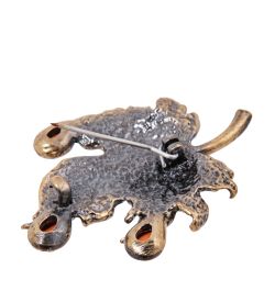 AM- 507 Брошь «Лист Винограда Дождь» (латунь, янтарь)