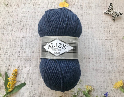 Пряжа ALIZE "Superlana maxi" 58 темно-синий