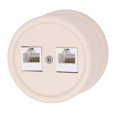 Розетка RJ45 информационная двойная, пластик, цвет Песочное золото B1-302-24