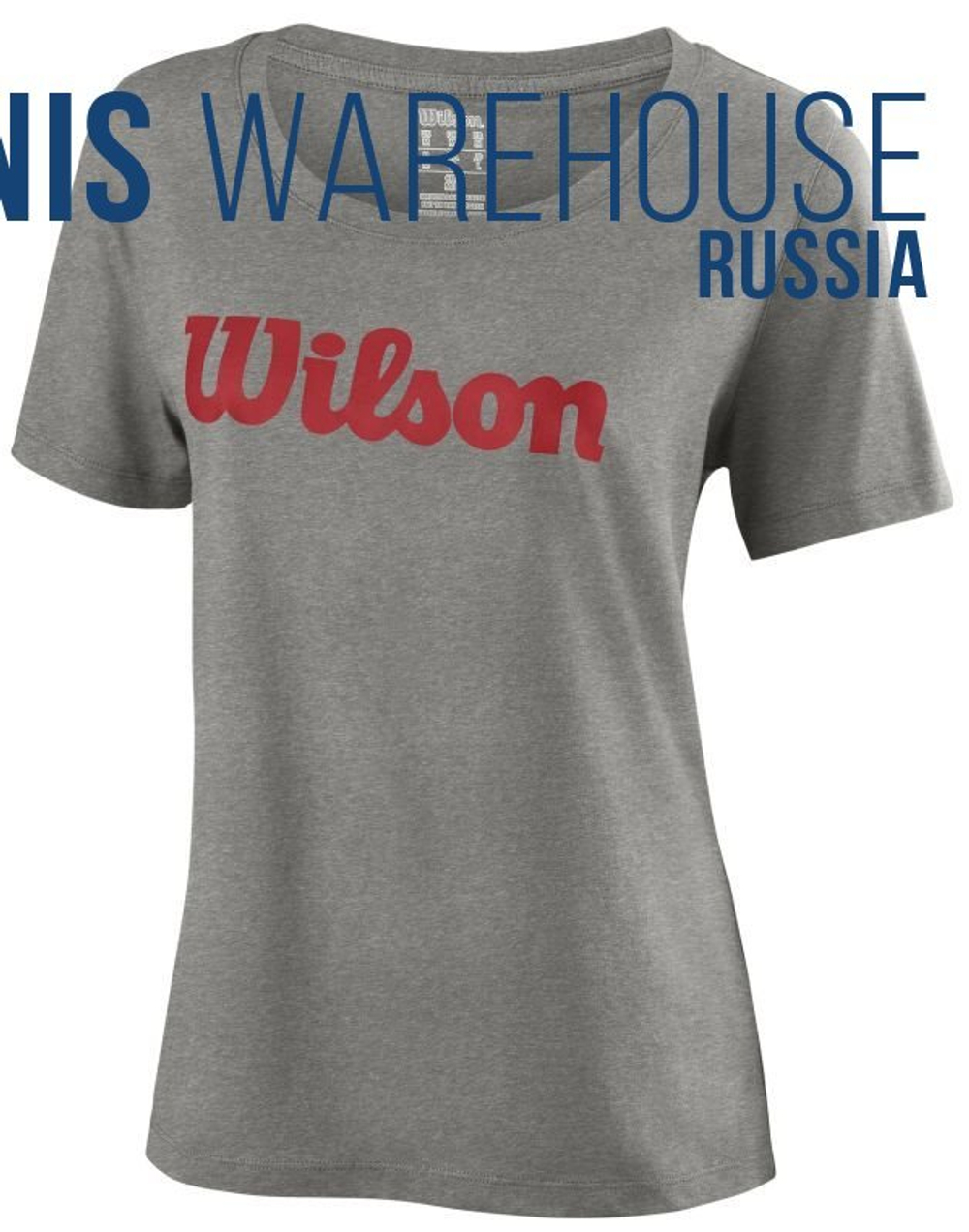 Женская футболка теннисная Wilson W Script Cotton Tee - heather grey/red