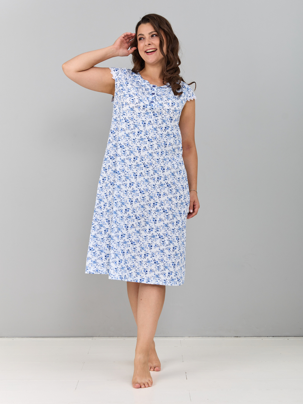 Ночная сорочка С-007/белый-букетик