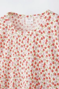 ZARA ПИЖАМА С ЦВЕТОЧНЫМ ПРИНТОМ, КОРАЛЛОВЫЙ