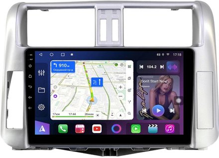 Магнитола для Toyota Land Cruiser Prado 150 2009-2013 (рамка серебро) - FarCar BM065M на Android 13, QLED, TS10, 4Гб+32Гб, CarPlay, 4G SIM-слот