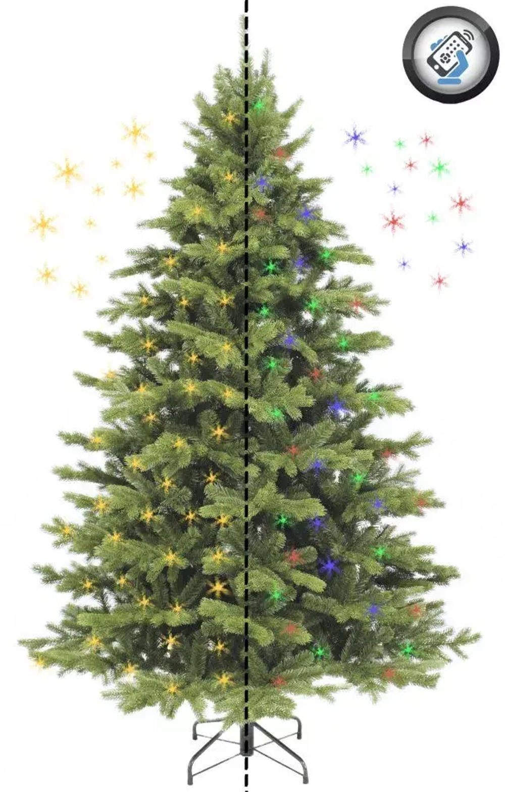 Елка Шервуд Премиум 185 см. с фонариками, 200 шт. (мультиколор/шампань), литая хвоя+пвх, Triumph Tree (73936)