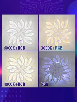 Люстра потолочная светодиодная с пультом, белая, для всех видов потолков, 160W + 8W (RGB)