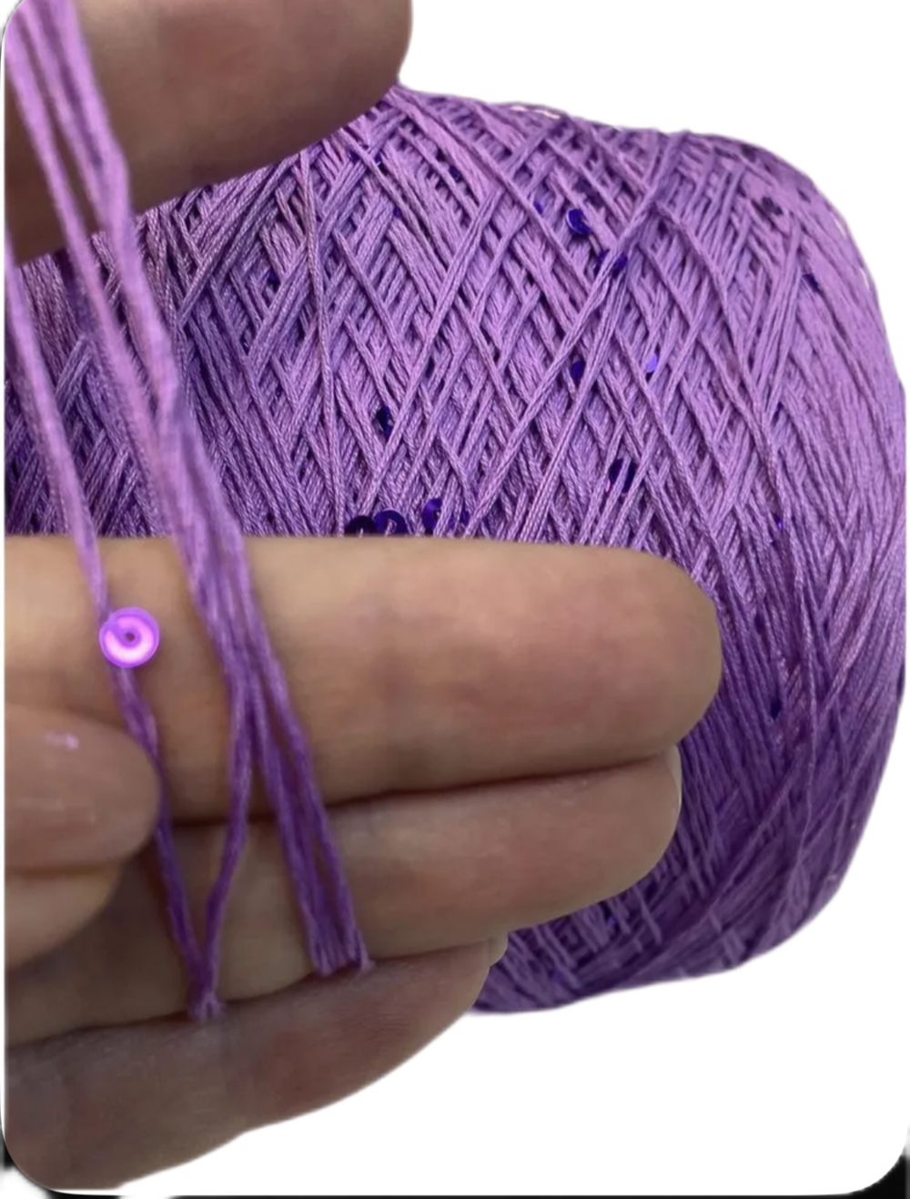 Пряжа на бобине (Италия)95% хлопок с пайетками 5% п/л 100г-450м 335г