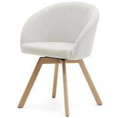 Крутящийся стул Marvin из бежевой синели с ножками из ясеня