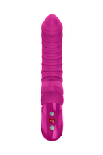 Лиловый вибратор Tiger с ребрышками - 22,5 см. (Цвет: розовый)