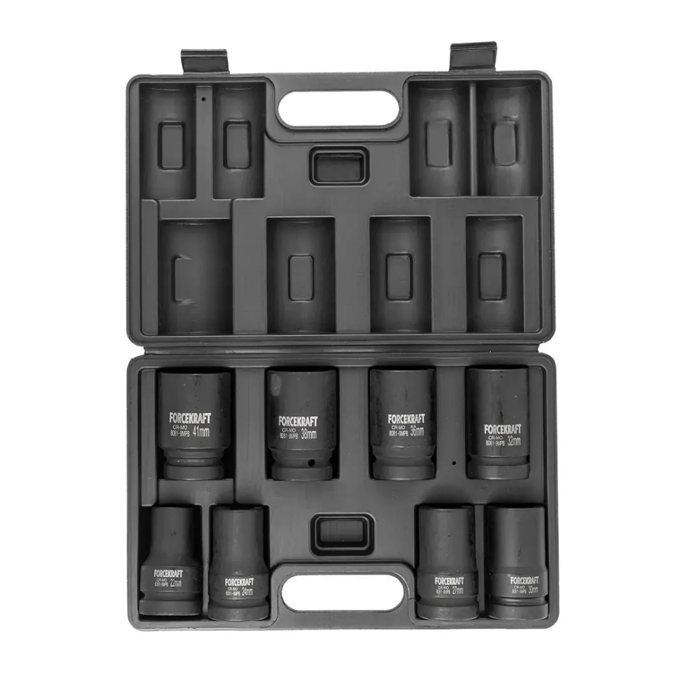 Головки ударные глубокие, набор 8пр., 1''(12гр.) FORCEKRAFT FK-8081-9MPB