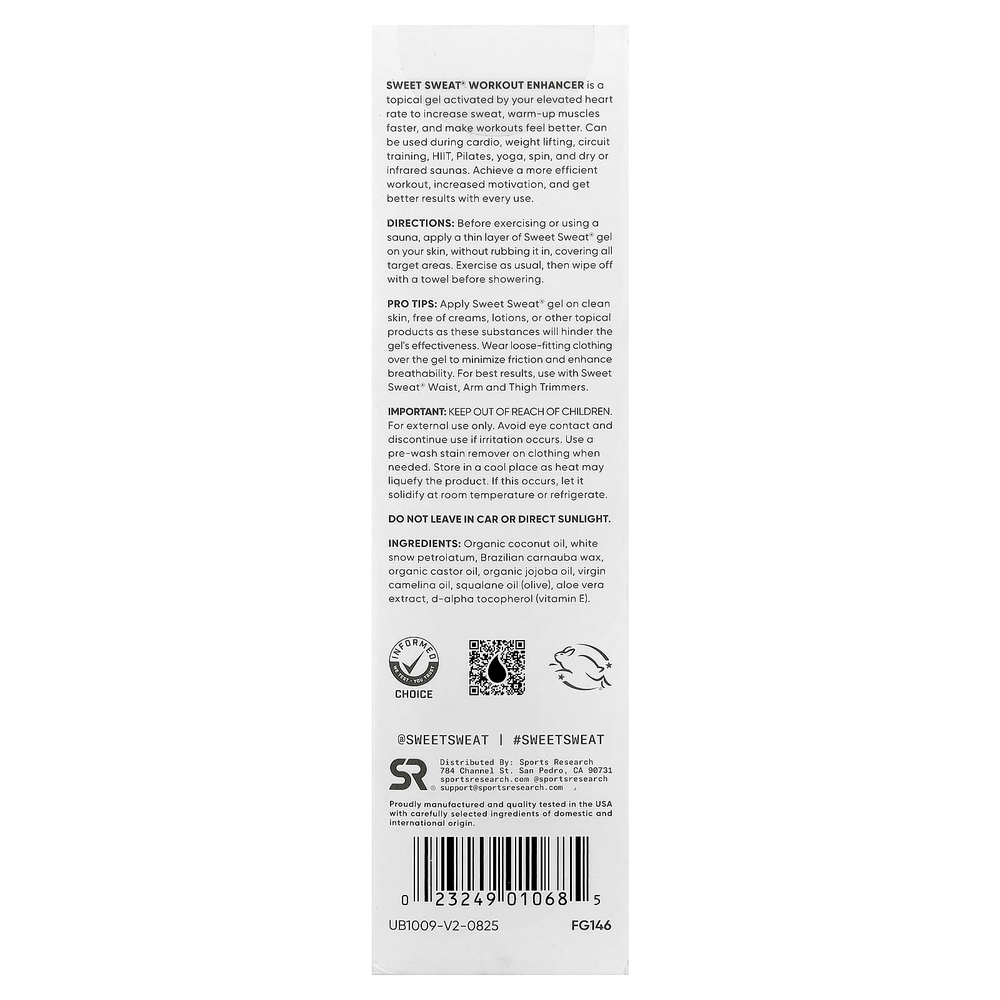 Sports Research, Sweet Sweat®, добавка для тренировок, со вкусом кокоса, 181 г (6,4 унции)