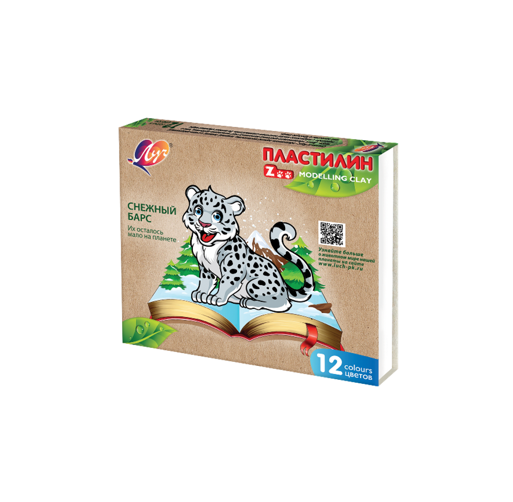 Пластилин 12цв. Луч ZOO 180г.