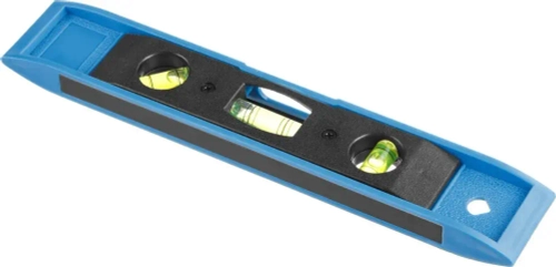 Уровень магнитный строительный МИНИ пластмассовый 230мм, 180/90/45, уровень-мини, 3 глазка