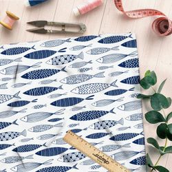 Ткань бязь океанские рыбки