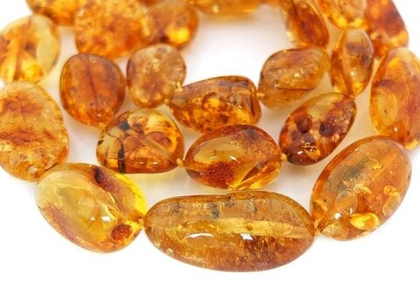 Бусы из янтаря коньячная оливка (7175)