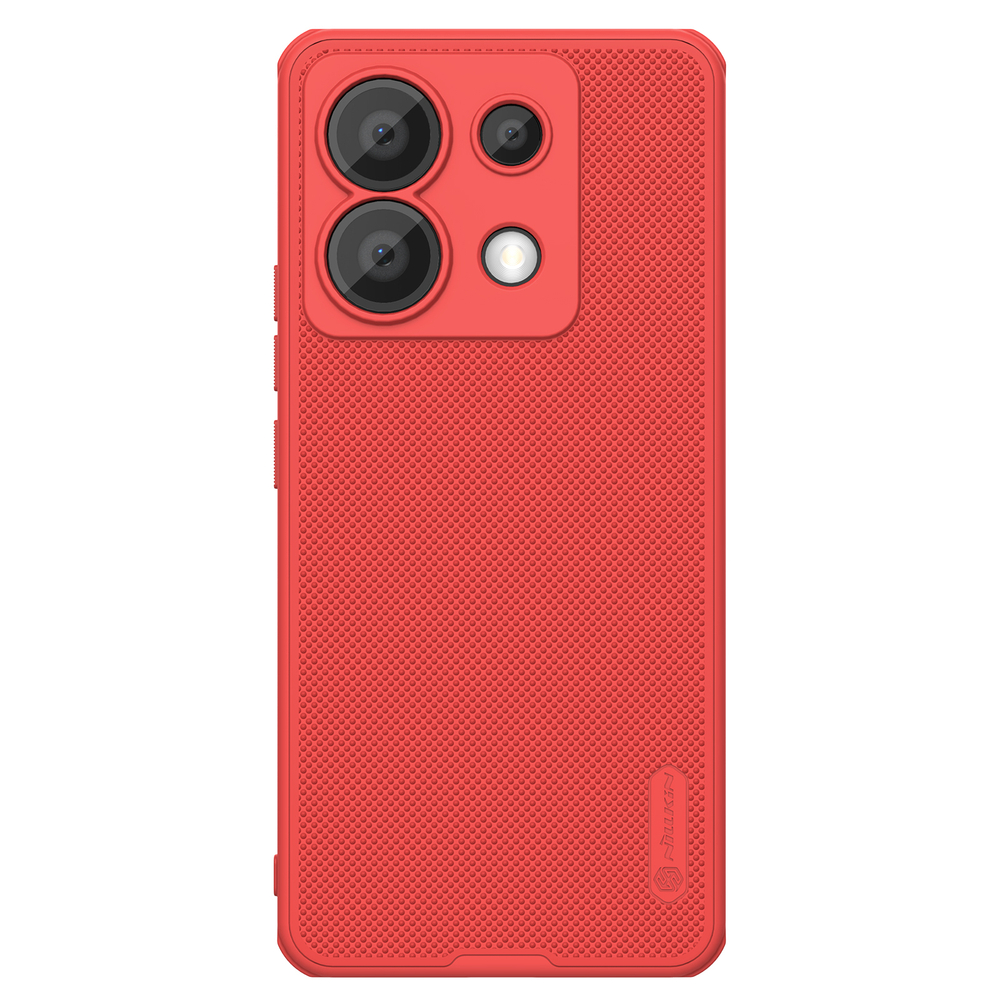 Усиленный двухкомпонентный чехол красного цвета от Nillkin для Xiaomi Redmi Note 13 Pro 5G и Poco X6 5G, серия Super Frosted Shield Pro