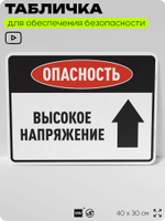 Табличка для обеспечения безопасности "Опасность высокое напряжение", для производства, предприятия, организаций, 40х30 см, Silver Plane x Айдентика Технолоджи